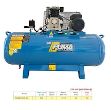 Puma Power 200 L 3 HP 8 Bar 220 V Alüminyum Kafa 2 Pistonlu Kompresör