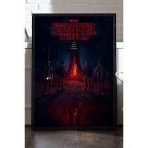 Stranger Things Siyah Ahşap Çerçeveli Poster, Film Duvar Tablosu
