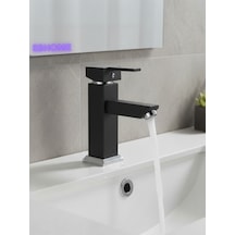 Elite Edition Lüx Kare Sabit Banyo Lavabo Bataryası Pirinç Ağır Malzeme Siyah
