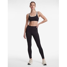 Koton Yüksek Bel Slim Fit Dikiş Detaylı İnterlok Spor Tayt Siyah 6sak40203nk