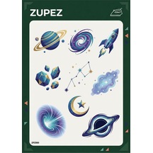 Uzay Galaksi Gezegen Roket Desenli Ütüyle Uygulamalı Kumaş Transferi - 820728525