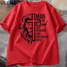Flood Of Style Adam Tanrı T Shirt Kadın Hıristiyan Baba T-shirt Koca Babalar Günü Tshirt Rahat Pamuk Kısa Ko Kırmızı