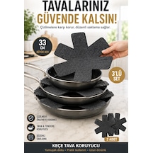 3'lü Antrasit Tava Çizdirmez Keçe Koruyucu 33 Cm Tava Tencere Ayırıcı Çizik Önleyici Organizer Set
