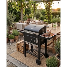 Zln3584 Kömürlü Mangal & Barbekü Pazlanmaz Çelik, Kademeli Isı, Taşınabilir Siyah