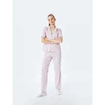Koton Köpek Grafik Baskılı Kısa Kollu Pamuklu Gömlek Yaka Pijama Takımı Mavi Desenli 5slk40051mk Mavi Desenli Mavi