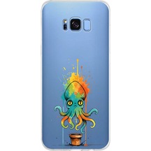 Samsung Galaxy S8 Plus İle Uyumlu Splash Ahtapot Tasarımlı Şeffaf Silikon Kılıf Şeffaf