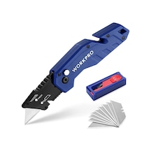 Workpro Wp211008 Profesyonel Katlanır Çok Amaçlı Rötuş Maket Bıçağı + 10 Adet Yedek Bıçak Fr Wp211008