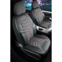 Ford Focus 2 Hatchback Uyumlu Lüx Deri Detaylı Keten Oto Koltuk Kılıfı Ön Arka Takım Erciyes Siyah