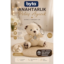 Peluş Ayıcık Anahtarlık 10 Cm Sevimli Çanta Süsü Ve Anahtar Aksesuarı - Hediyelik Ekru