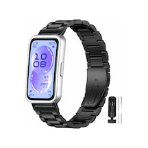 Huawei Band 11 / 11 Pro Uyumlu Kordon Paslanmaz Döküm Çelik Metal Baklalı Kordon