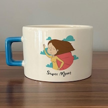 Süper Mom Pelerin Baskılı Mavi Kulplu C Fincan