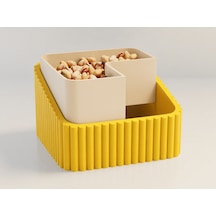 3d Baskı Fıstık Kasesi - Çift Hazneli Kabuk Ayırıcı Sunum Kasesi - Sarı Bej