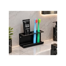Metal Diş Fırçası Ve Diş Macunu Tutucu - Siyah Banyo Düzenleyici Organizer, Duvara Monte Diş Fırçalık Diğer