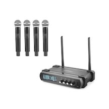 Profesyonel Kablosuz Vhf Mikrofon 4 Lü Set - Siyah Hdx2792
