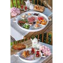 Kitchen Trend 2'li Ahşap Kulplu 51 CM Metal Tepsi ve 37 CM Be .