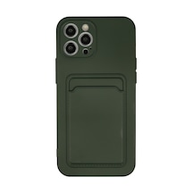 Apple iPhone Uyumlu-  12 Pro Max Kılıf Kelvin Kartvizitli Silikon - Koyu Yeşil