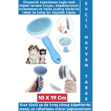 Evcil Hayvan Kendinden Tuşlu Otomatik Temizlenen Masaj Etkili Pet Kedi Köpek Tüy Toplama Tarağı Mavi