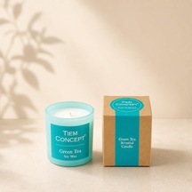 Kokulu Mum - 150 Gr Cam Bardak Yeşil Çay Kokulu Mum %100 Doğal Soya Mumu Özel Hediye Kutulu Dekoratif, Vegan Ve Çok Renkli