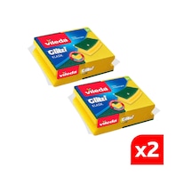 Vileda Oluklu Hijyenik Bulaşık Süngeri 2 x 2 Adet Sarı