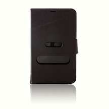 Samsung Uyumlu Galaxy Tab 3 T210 7" Yan Kapaklı Standlı Kılıf Siyah