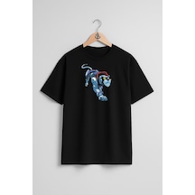 Oversize Voltron Defender Of The Universe Göğüs Tasarımlı Unisex T-shirt Siyah