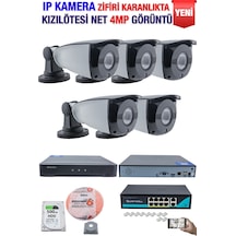 Ip Kamera Seti - 5 Ip Kamera - 10 Kanal Nvr - 8 Port Poe Switch, 500 Gb Disk, Gece Görüşlü Ir