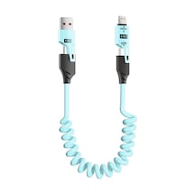 0860 Usb Type-c Lightning 4'ü 1 Arada 65w Pd Hızlı Şarj Data Kablosu 1.5m Spiral Çevirici Akıll Standart