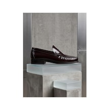 Crc Ayakkabı %100 Hakiki Deri Rugan Erkek Loafer - El İşçiliği Premium Klasik Ayakkabı - Burgundy Patent Bordo