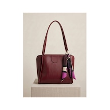 Names Bag Kadın Fular Detaylı Şık Omuz Ve El Çantası Bordo