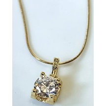 Beren Aksesuar Stainless Steel Tek Taş Çelik Kolye Gold