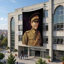 Atatürk Asker Ünüformasıyla Poster Bayrak Raşel Kumaş 6x9 Metre Ata52 Diğer
