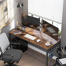 Çalışma, Bilgisayar, Ofis Masası, 8 Kancalı, 140 X 60 X 75 Cm, Çalışma Odası, Ev Ofisi, Ofis, Metal, Endüstriyel Tasarım, Kahverengi/siyah Lwd59x Abanoz - Beyaz Çalışma, Bilgisayar, Ofis Masası, 8 Kancalı, 140 X 60 X 75 Cm, Çalışma Odası, Ev Ofisi, Ofis, Metal, Endüstriyel Tasarım, Kahverengi/siyah Lwd59x Abanoz - Beyaz