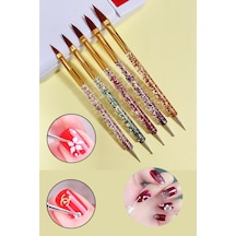 5 Adet Nail Art Fırça Seti, Fırçalı Tırnak Süsleme Desen Seti Dot Kalemi 5'li Tırnak Boyama Nail Art Çok Renkli