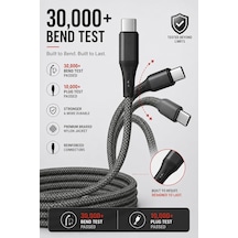 Type C-c, 2metre Örgülü 60watt Pd Hızlı Şarj Kablosu, Wahoo 1ad X 2metre Füme