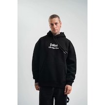 Polızeı Premium Kalite Kapşonlu Dijital Patchli Sweatshirt - Siyah
