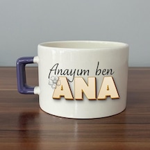 Anayım Ben Ana Baskılı Mor Kulplu C Fincan
