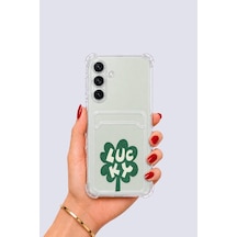 Samsung Galaxy Uyumlu S24 Kartlıklı Lucky Yonca Desenli Kılıf Mh-hs6789-2957