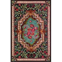 Çam Halı Gloria Td731 Siyah Karabağ Desen Dokuma Saçaklı Kilim