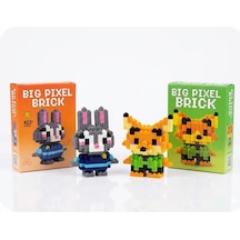 Büyük Boy 440 Parça Nick + 423 Parça Judy 2'li Set - Zootopia 3d Yapboz Bricks Figür Yapı Oyuncağı