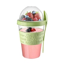 Titiz Kaşıklı Yoğurt Kabı Şeritli 600 Ml Çok Renkli