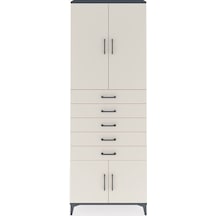 Arges Dolap 3 Raflı 5 Çekmeceli 4 Kapaklı 88x30x243 Antrasit-aytaşı Antrasit