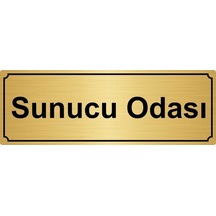 Altın Renk Metal Sunucu Odası Yönlendirme Levhası 10cmx20cm