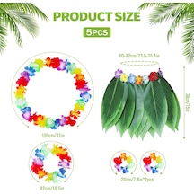 Yetişkin Hawaii Kostüm Seti - Yaprak Etek Hawaii Set - 5 Parça Çocuk