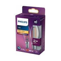 Philips Filament 40w E14 İnce Duylu Mum Ampul Sari İşik 2li 6'li Paket
