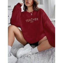 Yazılı Grafik Sweat-trzksw3665 Bordo