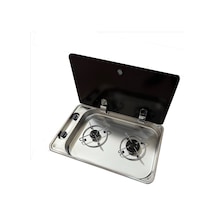 2 Gözlü Cam Kapaklı Ocak 53 X 32.5 X 10 Cm Üniversal Yatek Karava