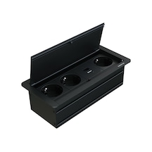 Metalline® Klip-line Bas-Aç Priz Sistemi Usb-A  Usb-C - Siyah