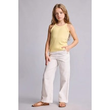 Defacto Straıght Fıt Geniş Paça Gabardin Pantolon Kız Çocuk H2977a826smer105 Ekru-er105