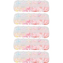 Kendin Yap Dekorasyonu İçin 12 Çeşit Renkli Kalp Yıldız Çiçek Desenli Tırnak Sanatı Süsü Kauçuk