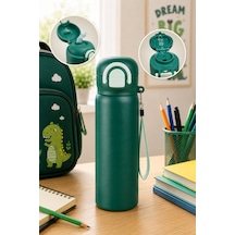 Paslanmaz Çelik Gövde Suluk & Matara 600 Ml Çift Kullanım Pipetli & Pipetsiz Yeşil - 917903500 Yeşil